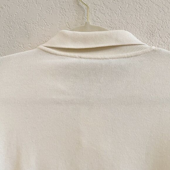 Zara Creamy Ivory Cropped Cotton Blend Longsleeve Sweater‎ Size Small - Picture 9 of 11